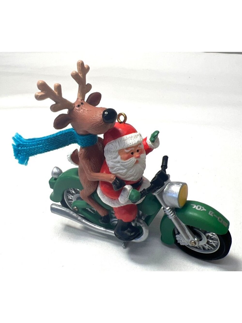 Vintage Hallmark Joy Ride Handcrafted Ornament Santa & Reindeer On Motorcycle 19